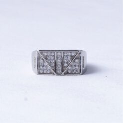 Geometric Pave 925 Silver Ring