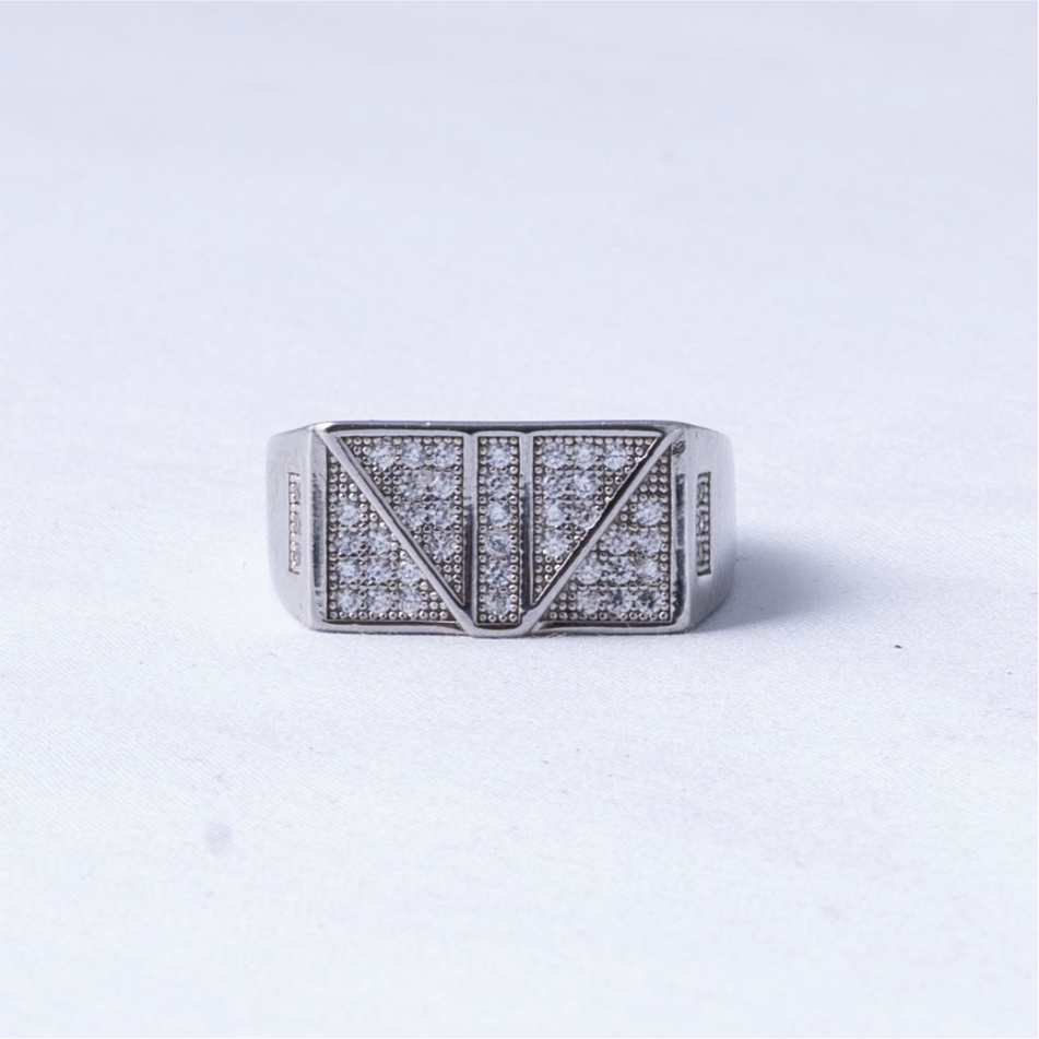 Geometric Pave 925 Silver Ring