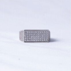 925 Silver Iced Rectangle Signet Ring