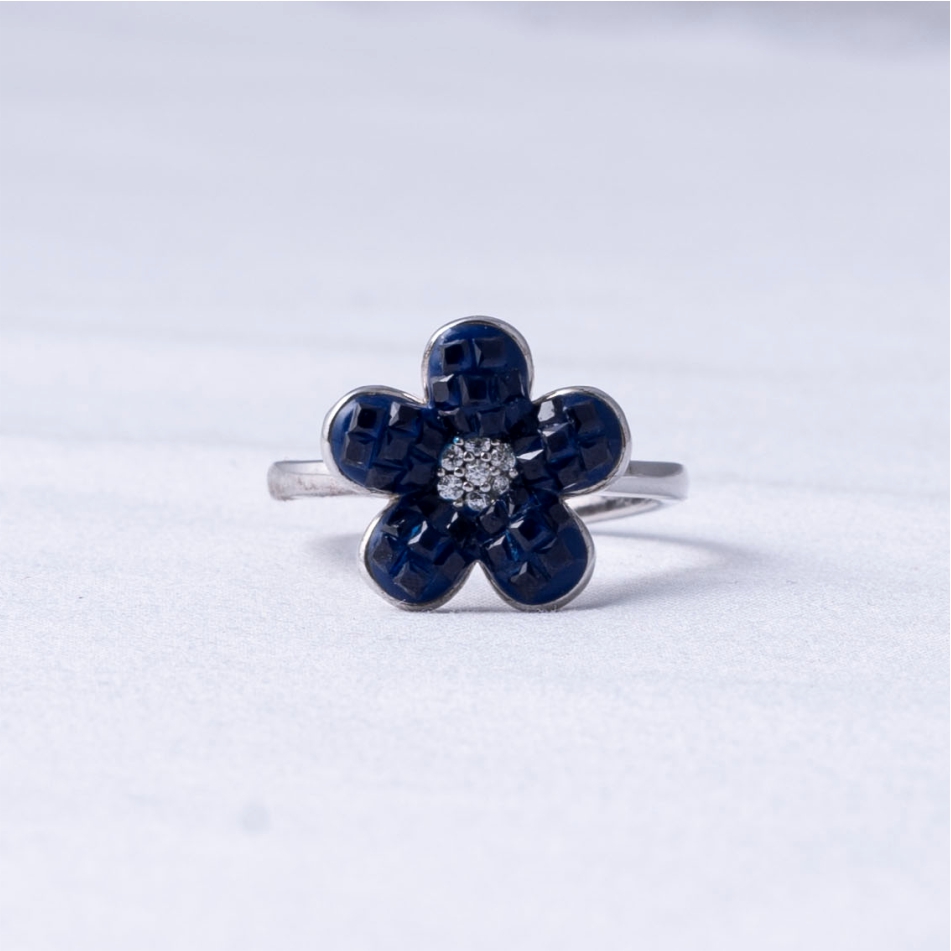Blue Flower 925 Silver Ring