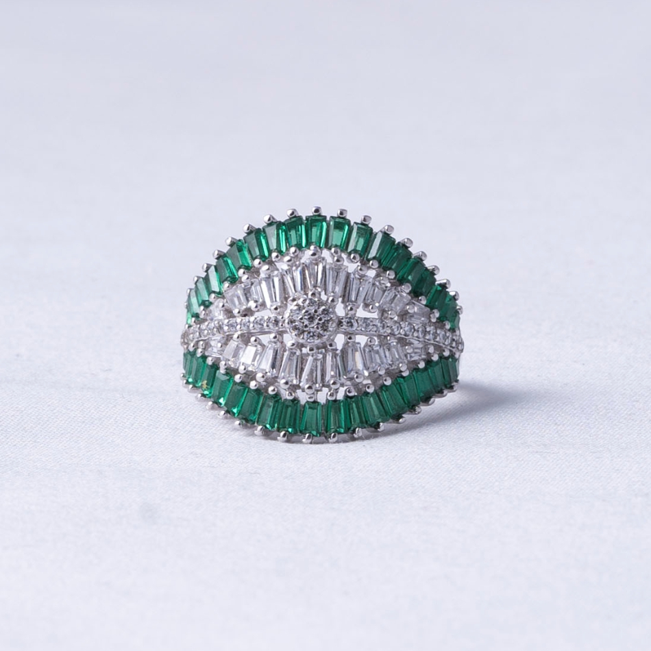 Green Evil Eye 925 Silver Ring