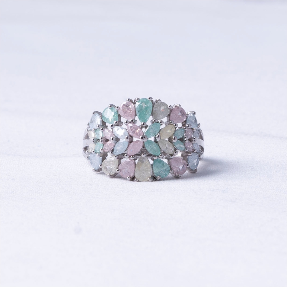 925 Silver Pastel Marquise Cluster Statement Ring