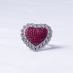 925 Silver Pink Heart Halo Ring