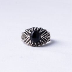 Black Stone Oxidised 925 Silver Ring
