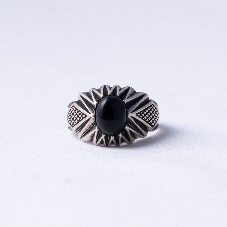 Black Stone Oxidised 925 Silver Ring