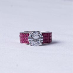 925 Silver Pink Halo Statement Ring