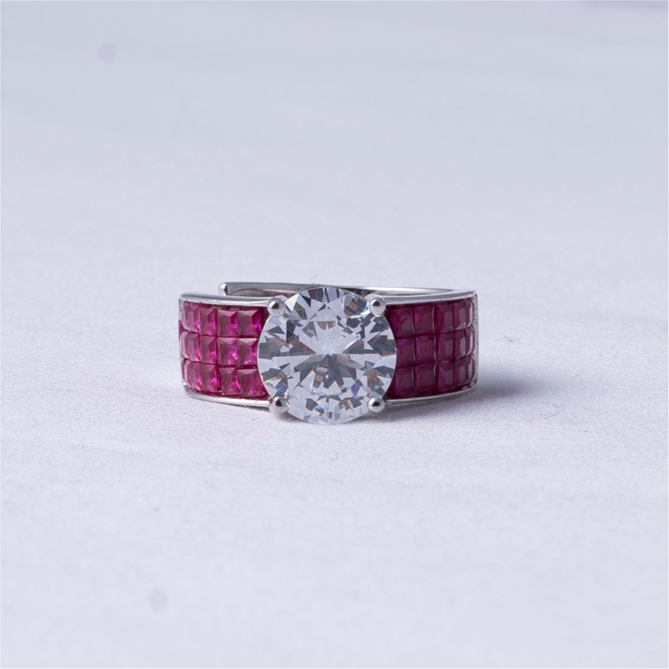 925 Silver Pink Halo Statement Ring