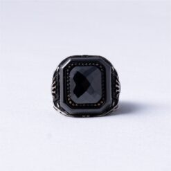 Black Stone Oxidised 925 Silver Ring