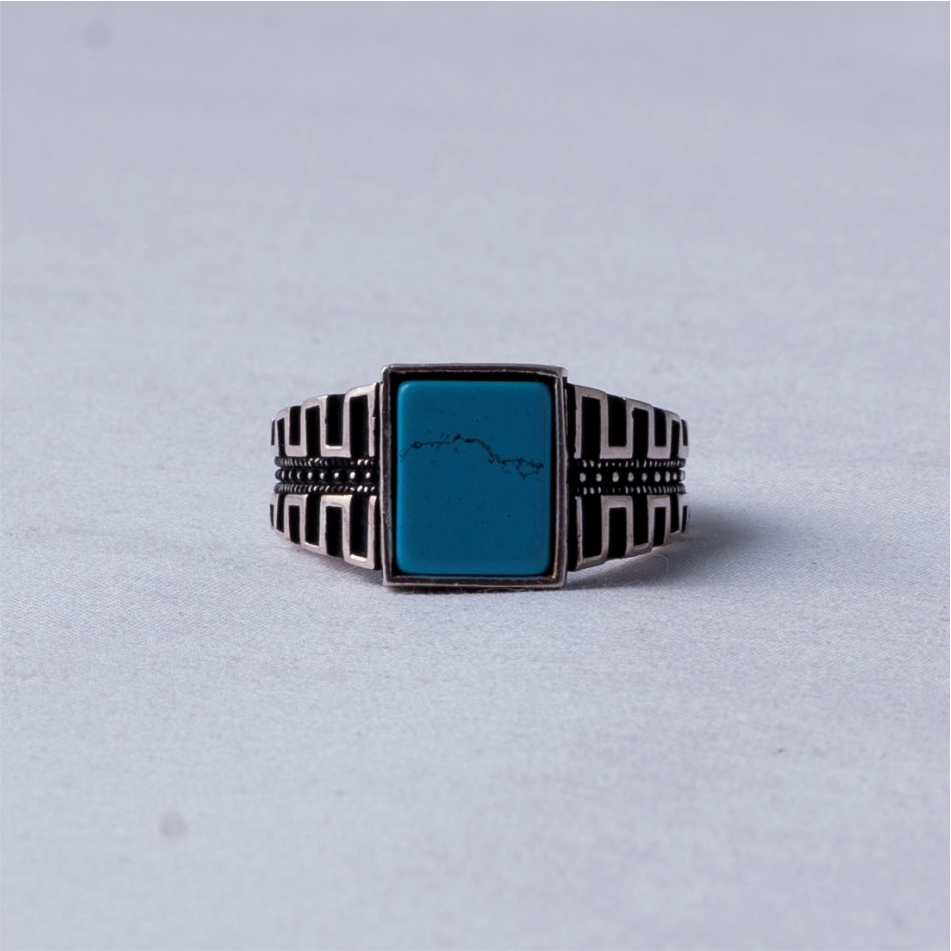 Turquoise Stone Oxidised 925 Silver Ring