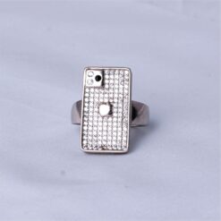 Rectangle Crystal Stone Oxidised 925 Silver Ring