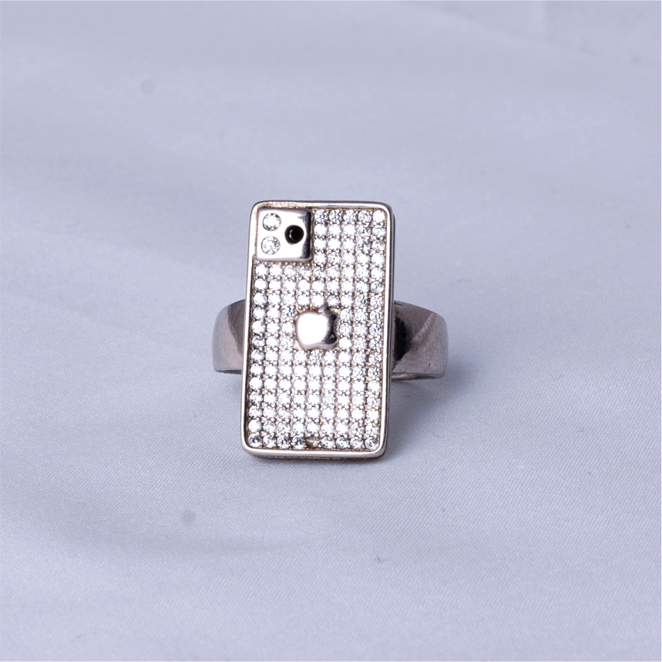 Rectangle Crystal Stone Oxidised 925 Silver Ring