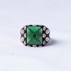 Emerald Green Stone 925 Silver Ring