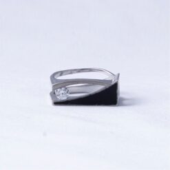 Modern Black Stone 925 Silver Ring