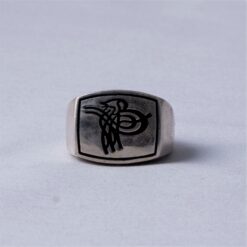 Rectangle Engraved Oxidised 925 Silver Ring
