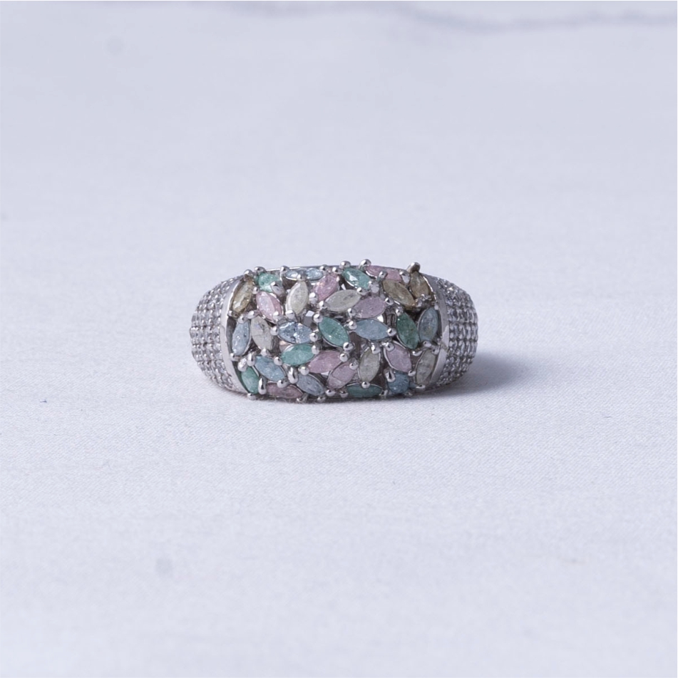 Pastel Multi-Stone Designer 925 Silver Ring