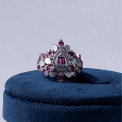 Pink and White Designer Statement 925 Silver Ring