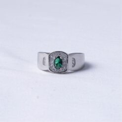 Emerald Halo Signet 925 Silver Ring