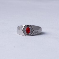 Ruby Geometric Signet Men Ring