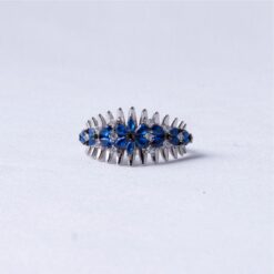 Blue Floral Designer 925 Silver Ring