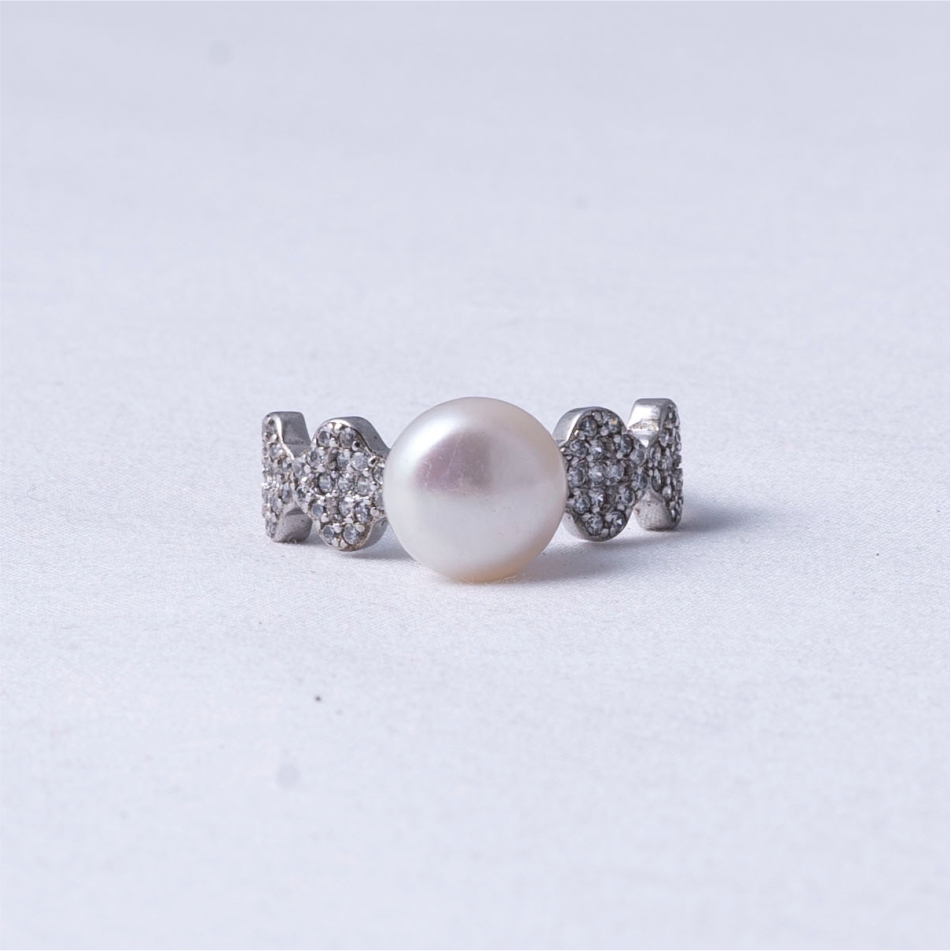 Pearl Bow Design 925 Silver Ring