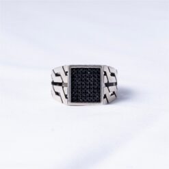 Midnight Grid Signet Men Ring