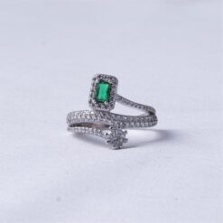 Green Stone Dual Band 925 Silver Ring