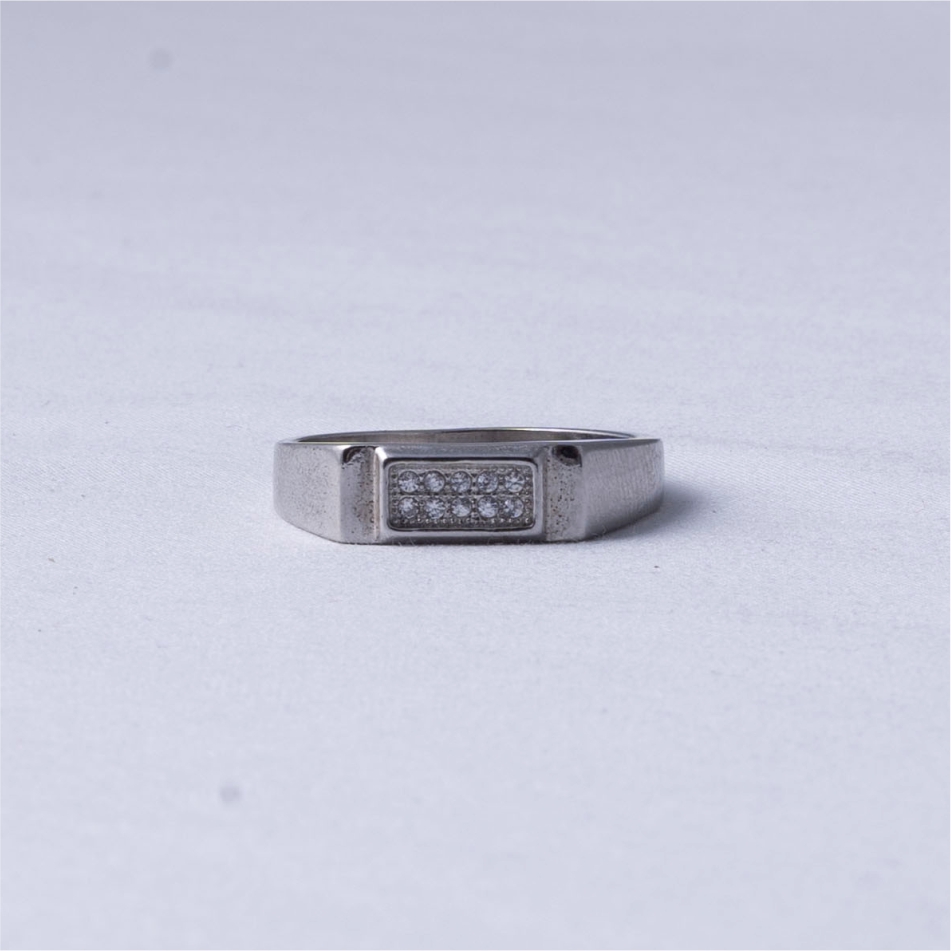 Minimalist Rectangle CZ Silver Ring