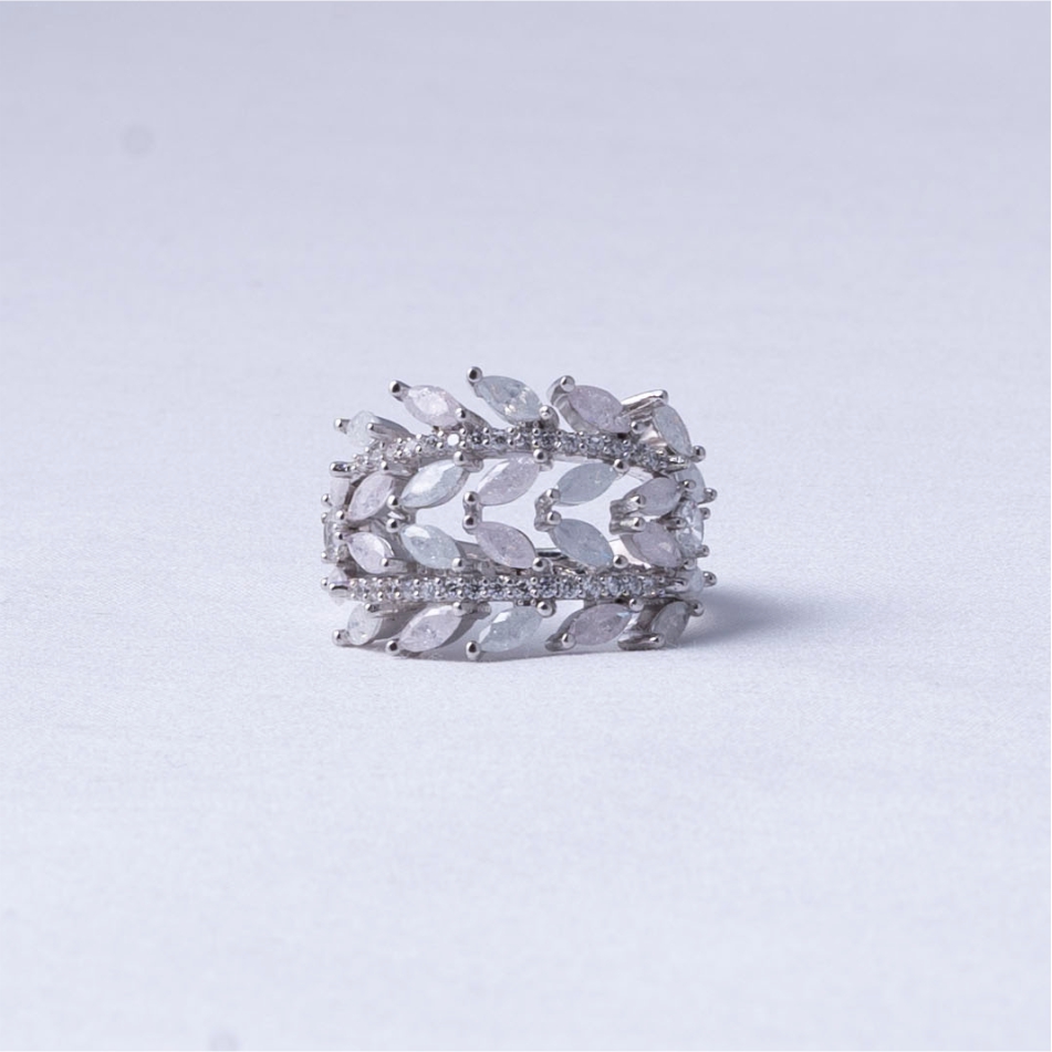 Marquise Leaf Openwork 925 Silver Ring