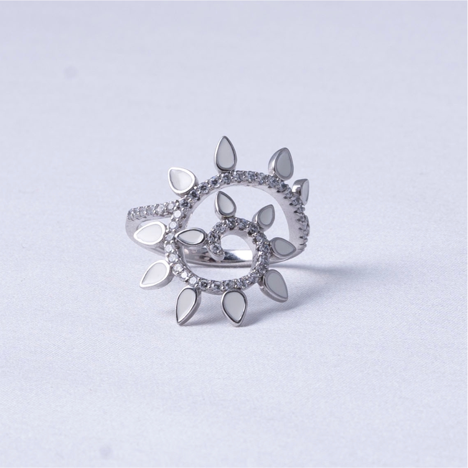 Sunburst Spiral Open Design 925 Silver Ring