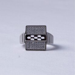 Dual Panel CZ Silver Ring