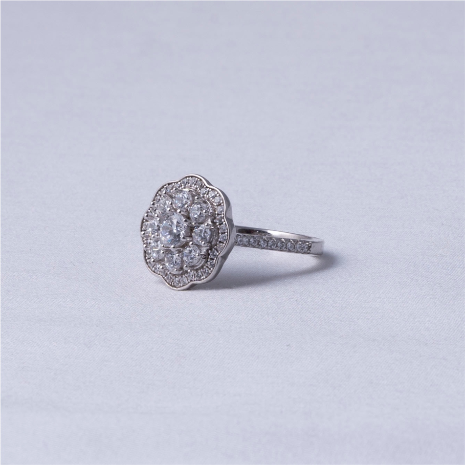 Floral Halo CZ Cluster Ring - Image 3
