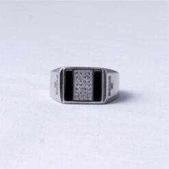 Black Onyx & CZ Rectangular Signet Ring
