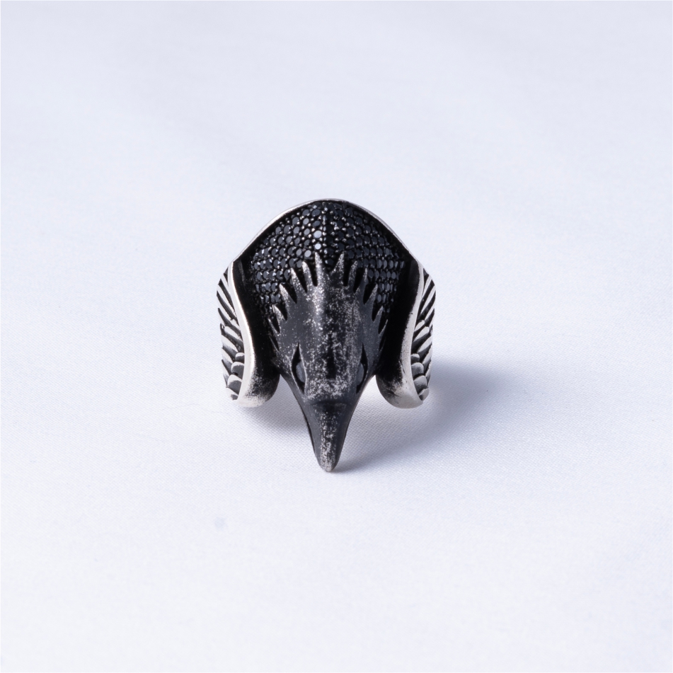 Black Eagle Head Statement Ring