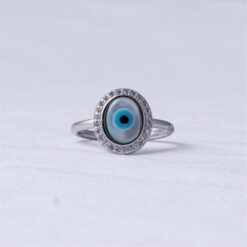 Evil Eye Halo Silver Ring