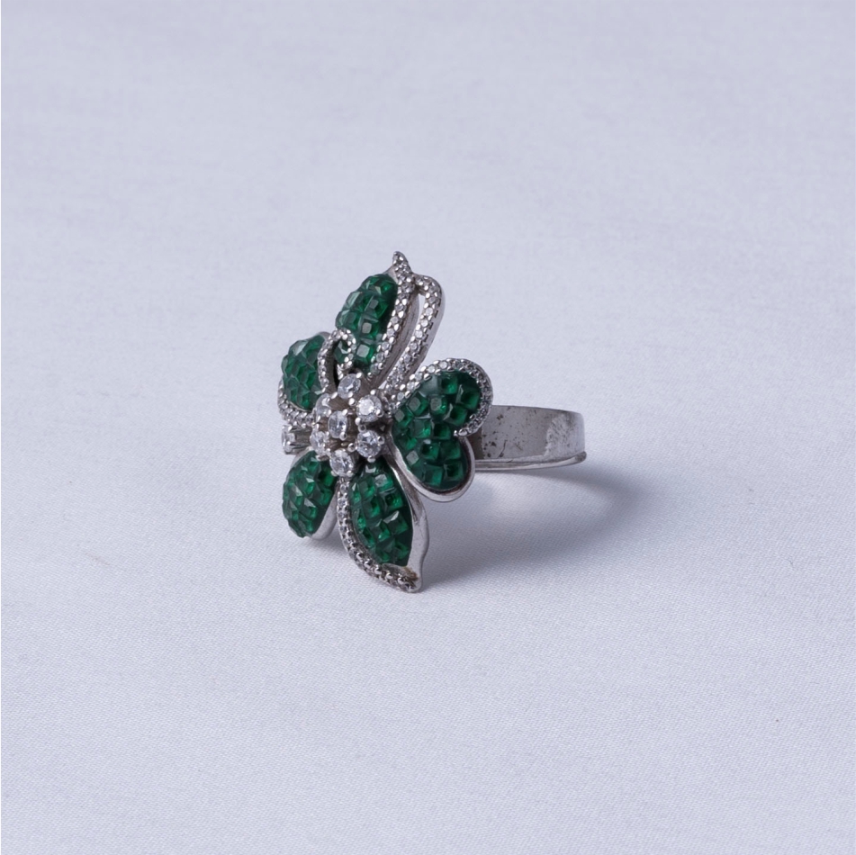 Emerald Blossom Statement Ring - Image 3