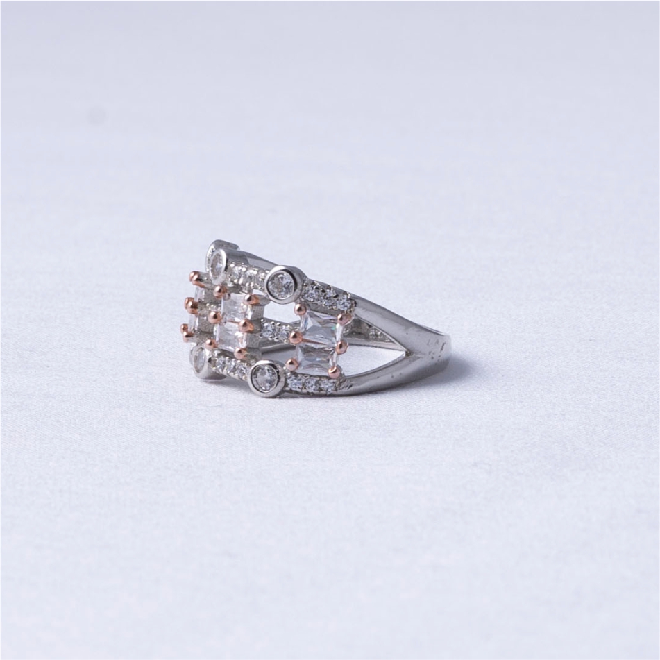 Rose Gold Diamond Style 925 Silver Ring - Image 3