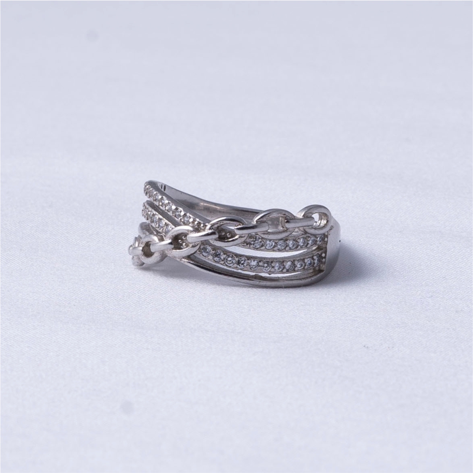 Chain Design Diamond Style 925 Silver Ring - Image 3