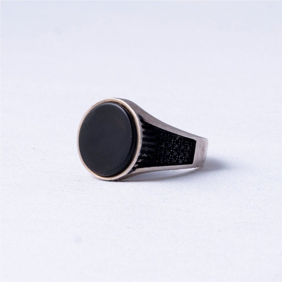 Black Onyx Signet 925 Silver Ring - Image 3