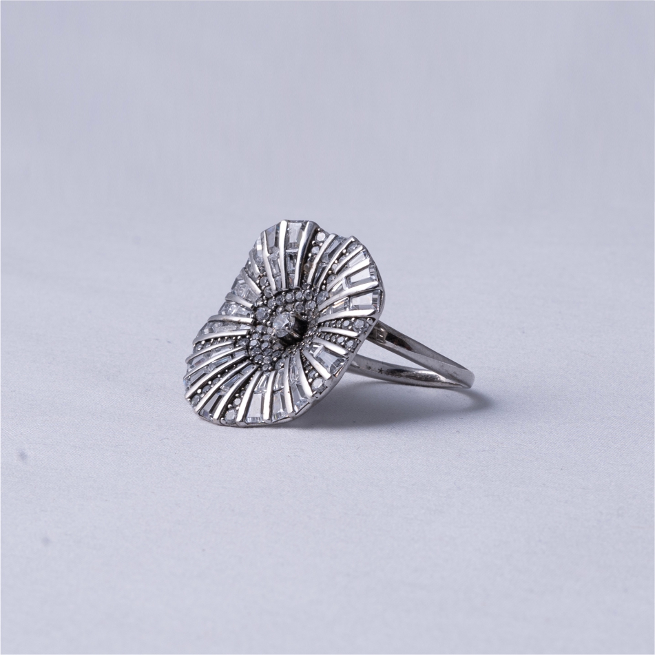 925 Silver Sunburst Halo Statement Ring - Image 3