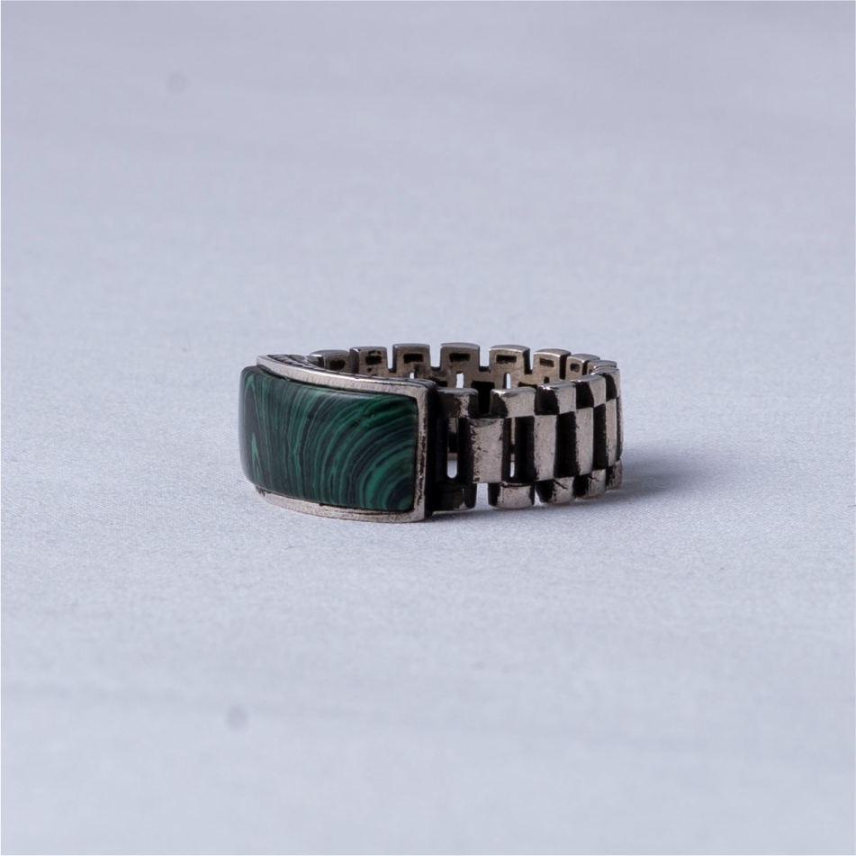 Green Stone Vintage 925 Silver Ring - Image 4