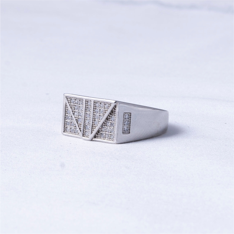 Geometric Pave 925 Silver Ring - Image 3