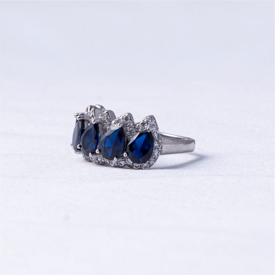 Blue Pear Crown 925 Silver Ring - Image 3