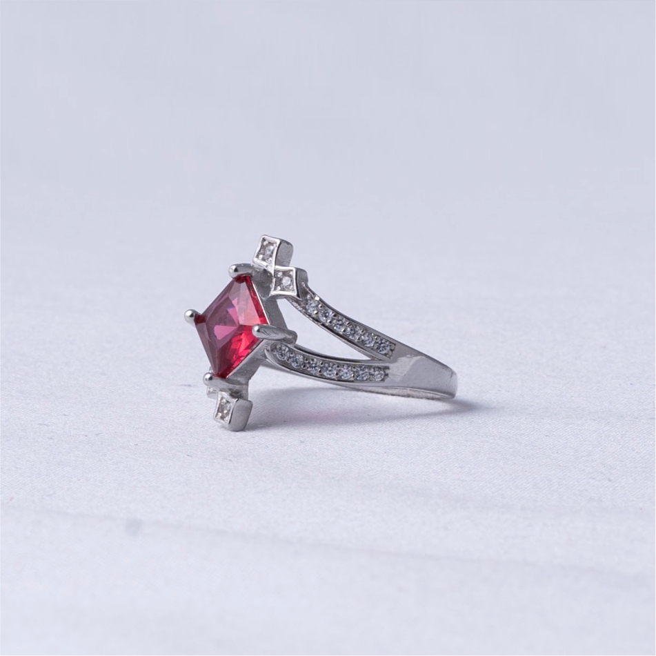 925 Silver Pink Princess Cut Ring - Image 3