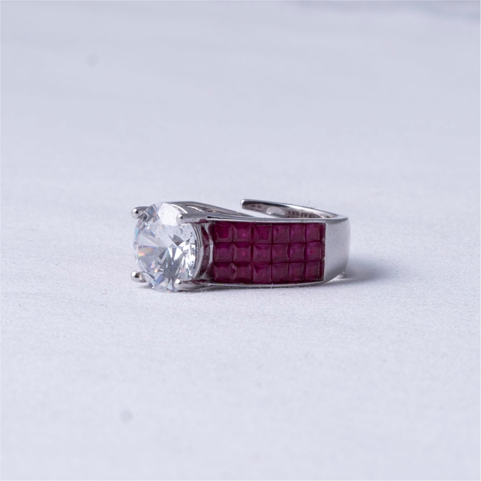 925 Silver Pink Halo Statement Ring - Image 3