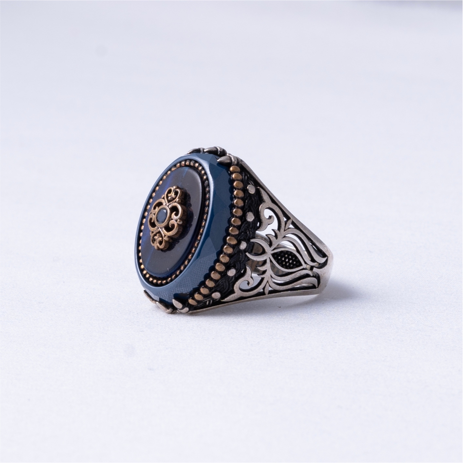 Blue Stone Vintage 925 Silver Ring - Image 3