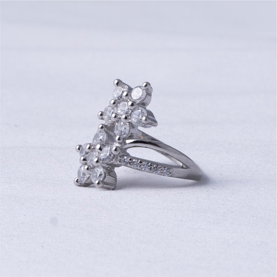 Floral Zircon 925 Silver Ring - Image 3