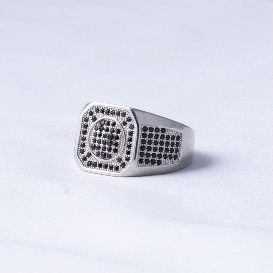 Black Diamond Style 925 Silver Ring - Image 3
