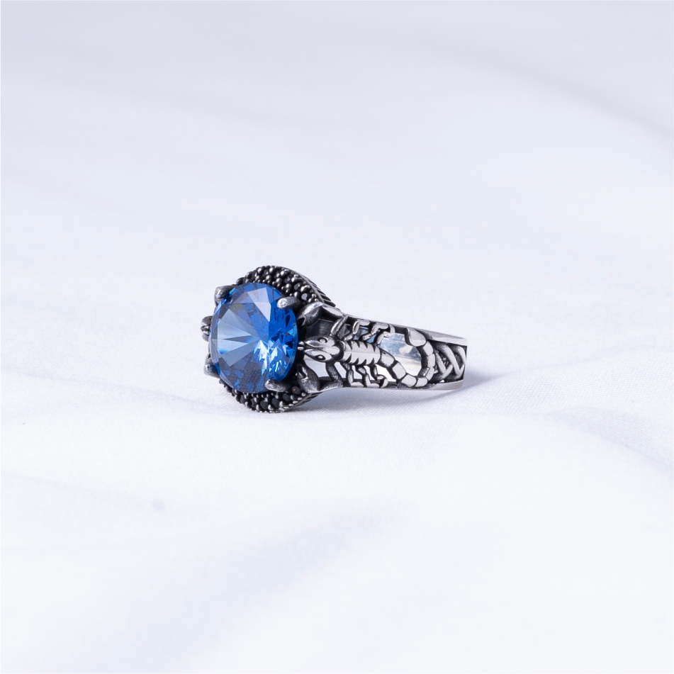 Blue Sapphire Style 925 Silver Ring - Image 3