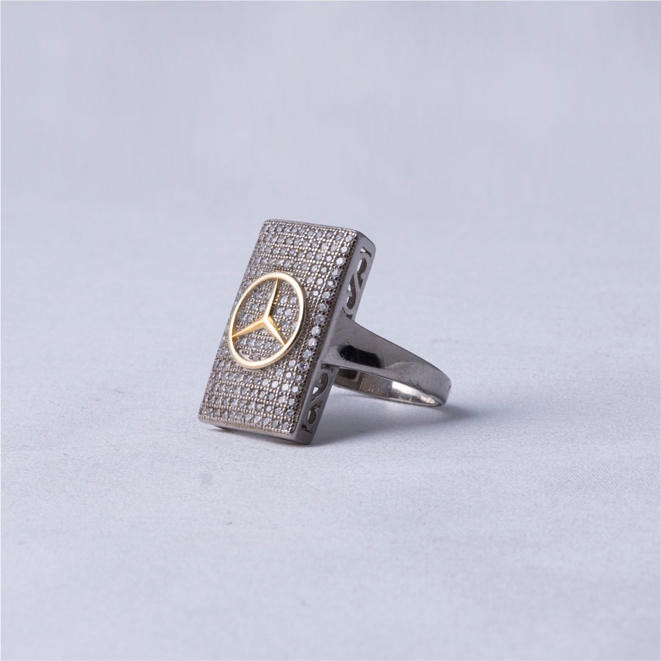 Rectangle Crystal Stone Oxidised 925 Silver Ring - Image 3