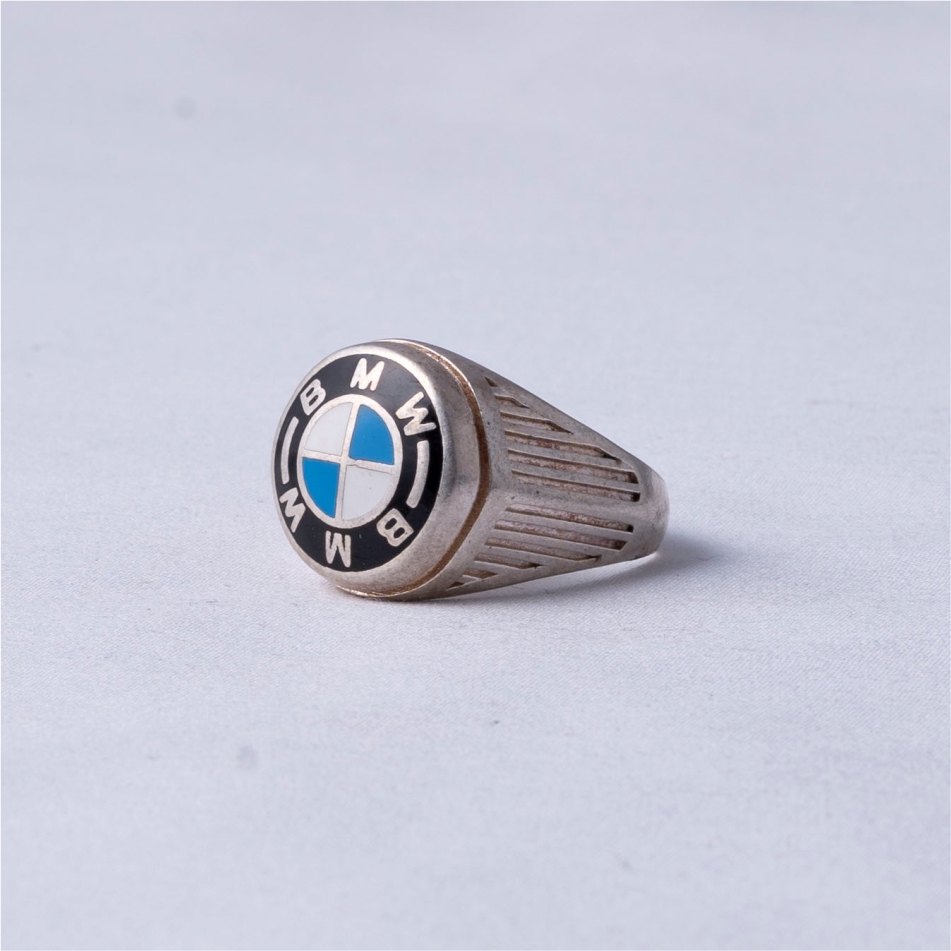 Oval Enamel Oxidised 925 Silver Ring - Image 3